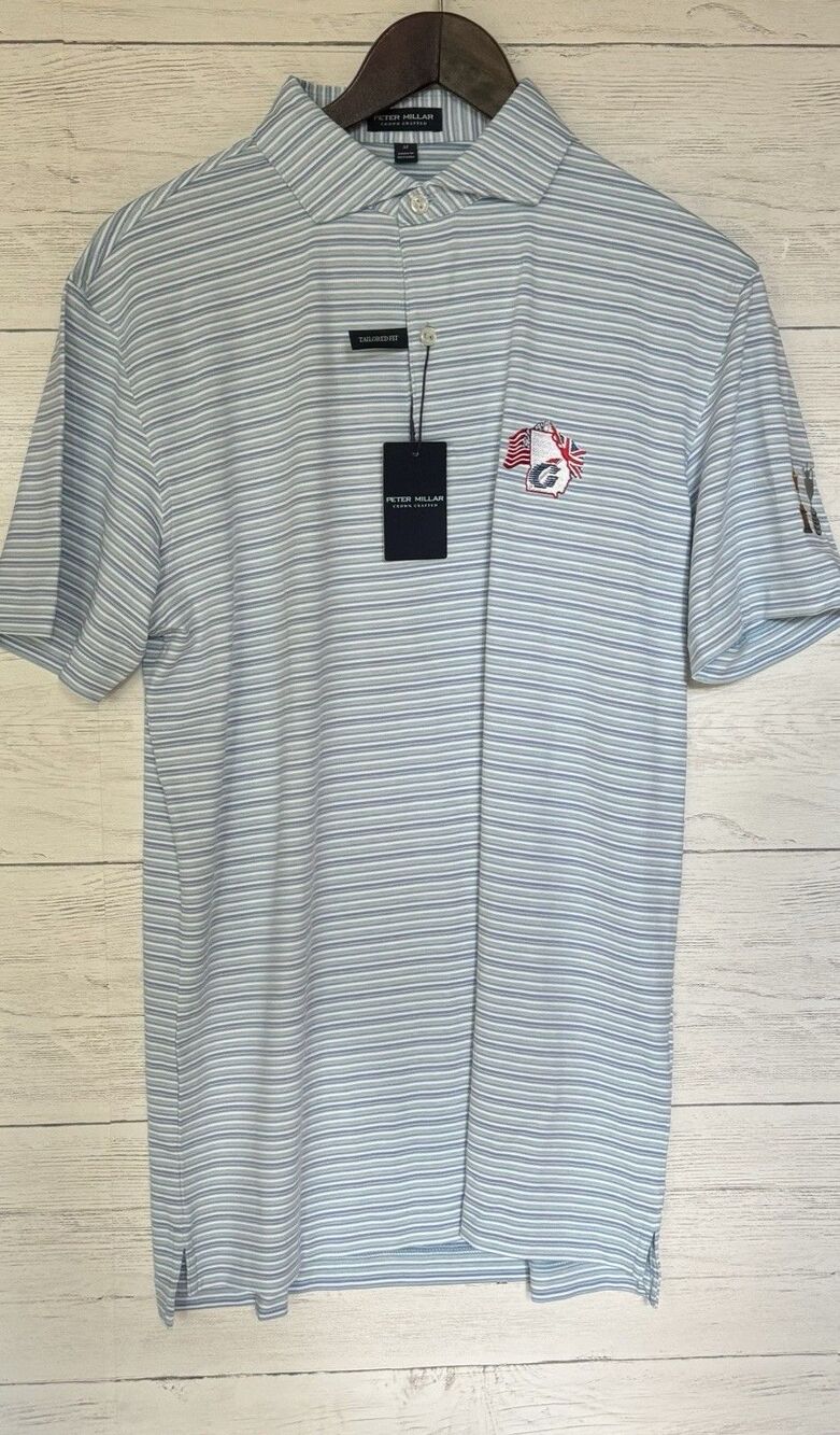 Peter Millar Cadence Performance Jersey Polo Shirt-Blue Spruce Men's Medium